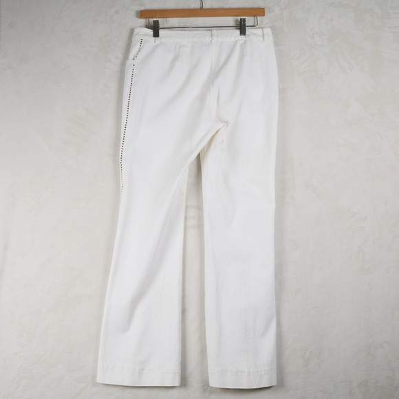 St John Collection White‎ Embellished Flare Pants Size 6 - Picture 3 of 13